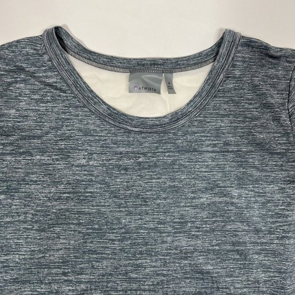 Athleta Utopia Mesh Back Wrap Split Side T-shirt Space Dye Gray Green Women's M - Picture 2 of 3